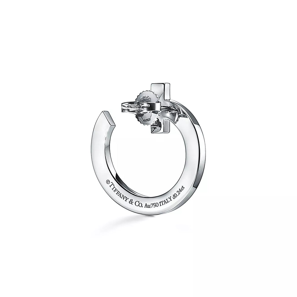 Tiffany T1 Open Hoop 18K White Gold Earrings