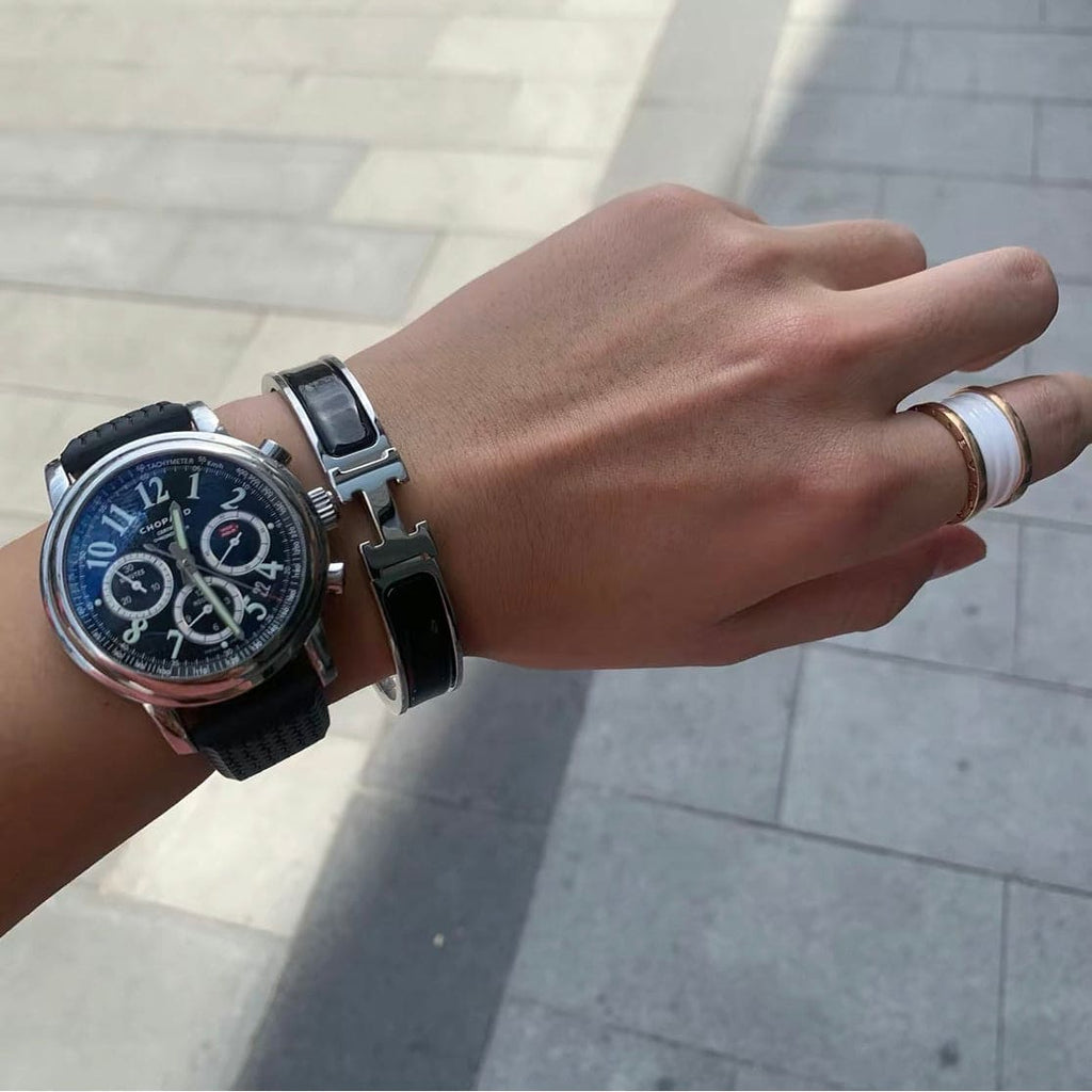 Hermes Clic Black 18K Gold Bracelet