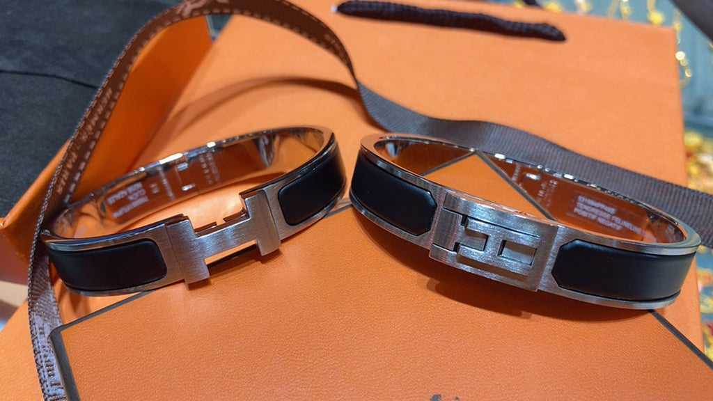 Hermes Jet Black 18K Gold Bracelet