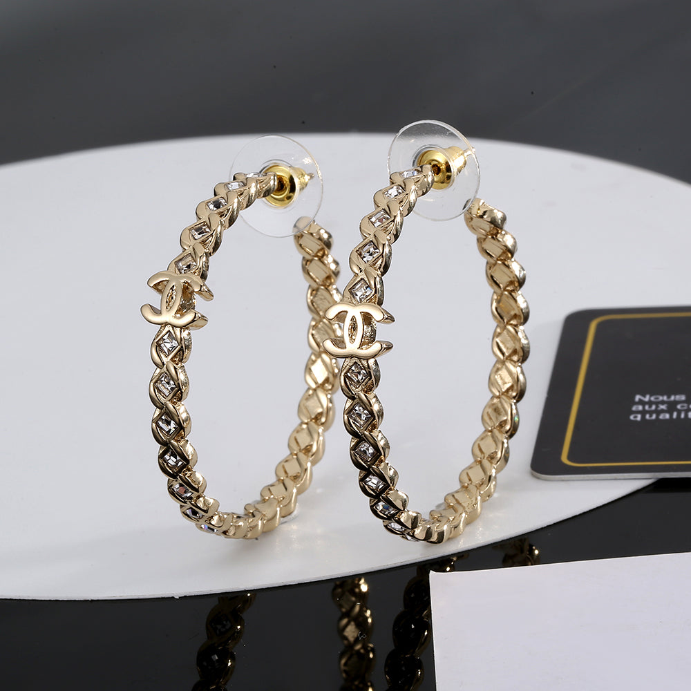 Chanel Crystal 18K Gold Earrings