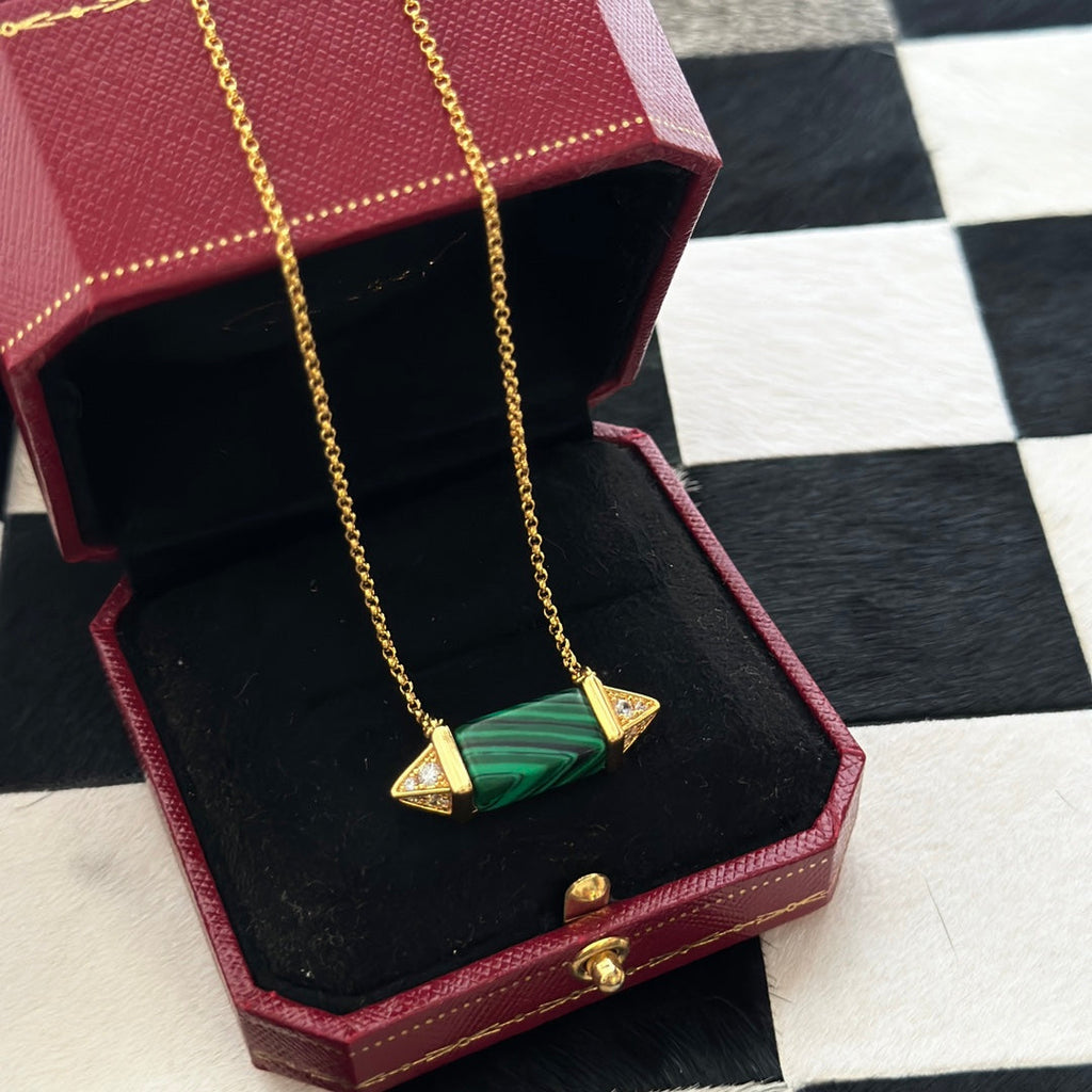 Les Berlingots De Malachite 18K Gold Necklace