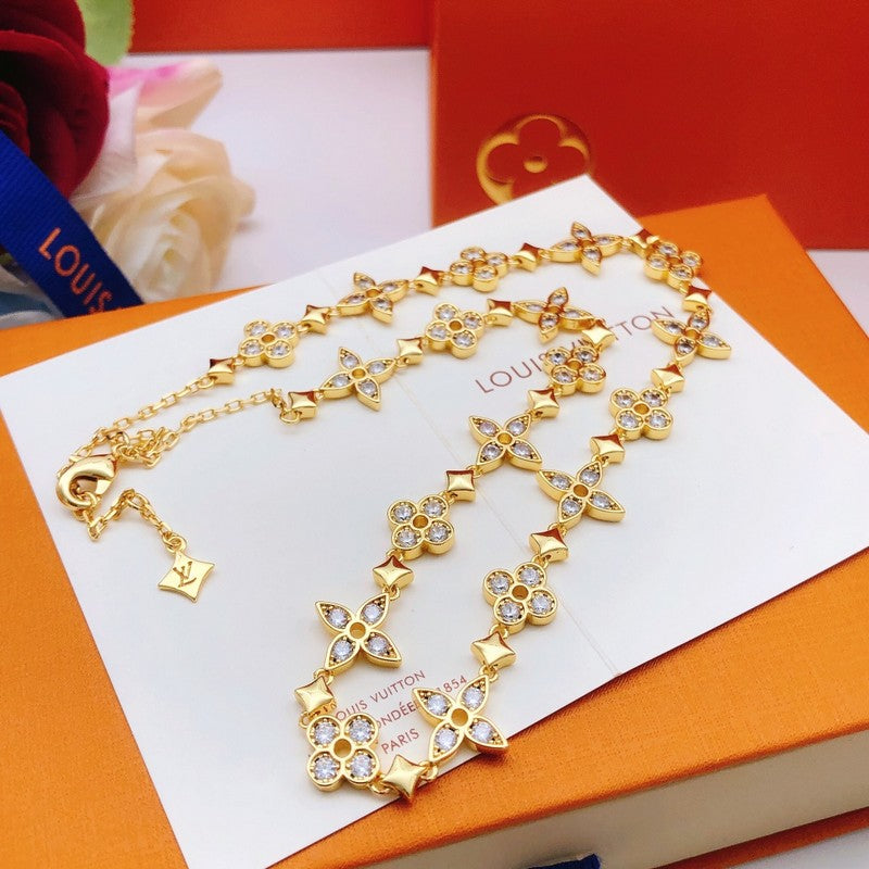 Louis Vuitton Blooming Crystals 18K Gold Necklace