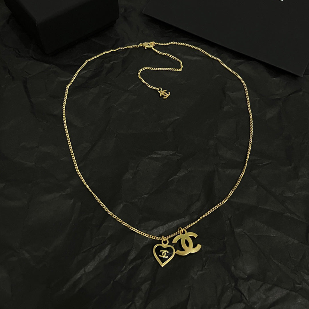 Chanel Black Heart 18K Gold Necklace