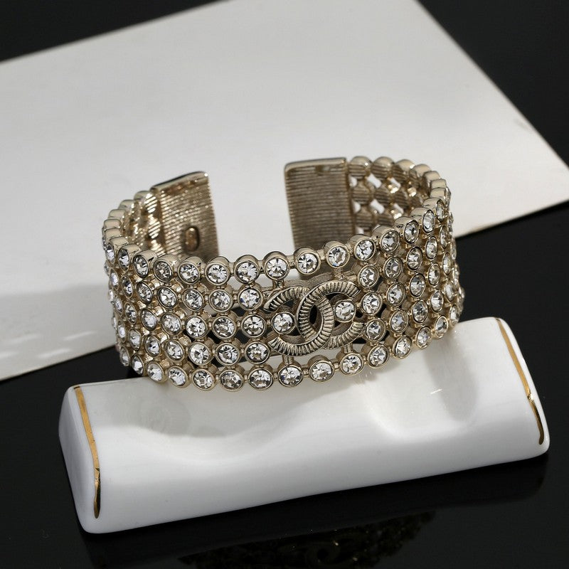 Chanel Diamond Cuff 18K Gold Bracelet