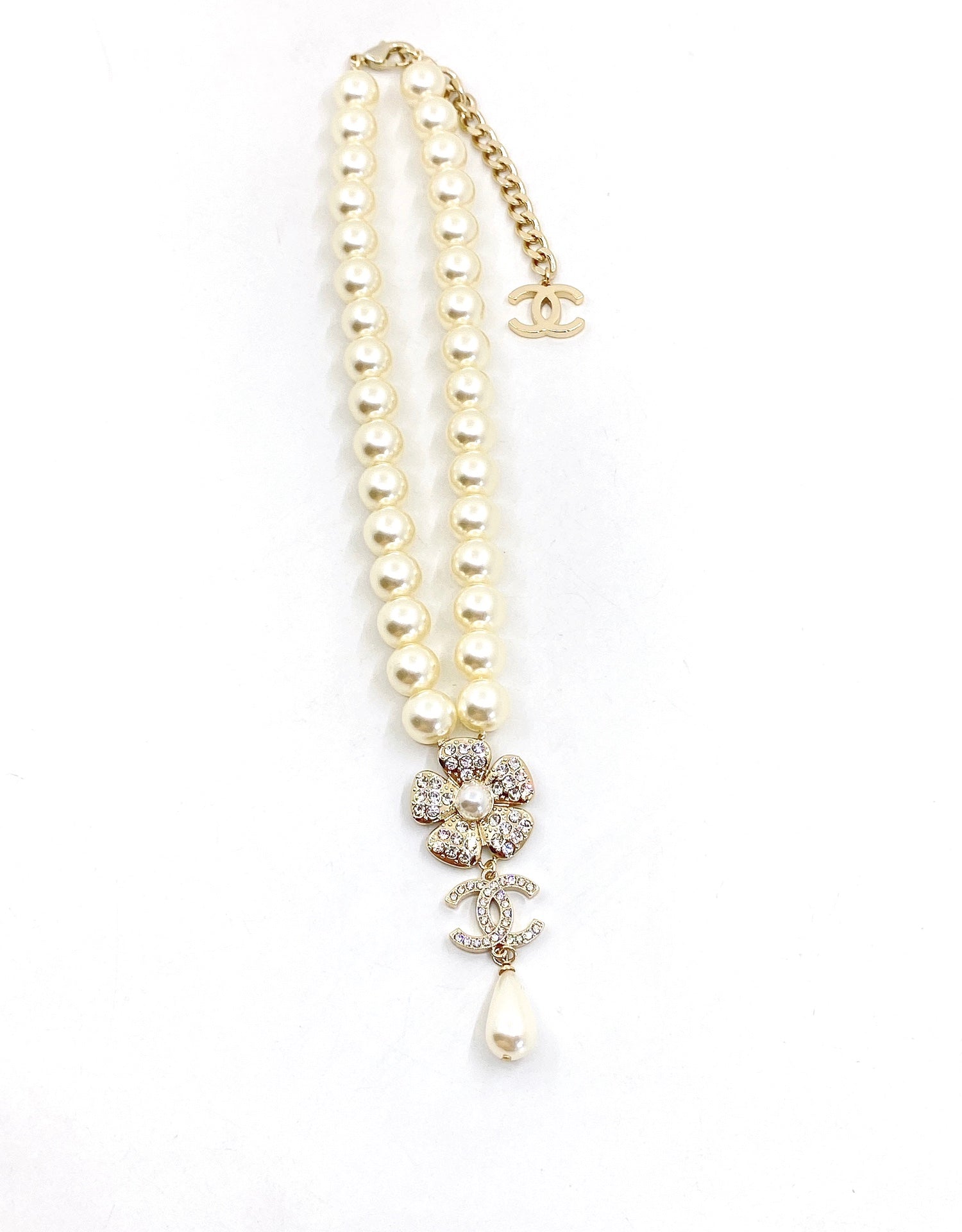Chanel Pearls Chain Choker 18K Gold Necklace