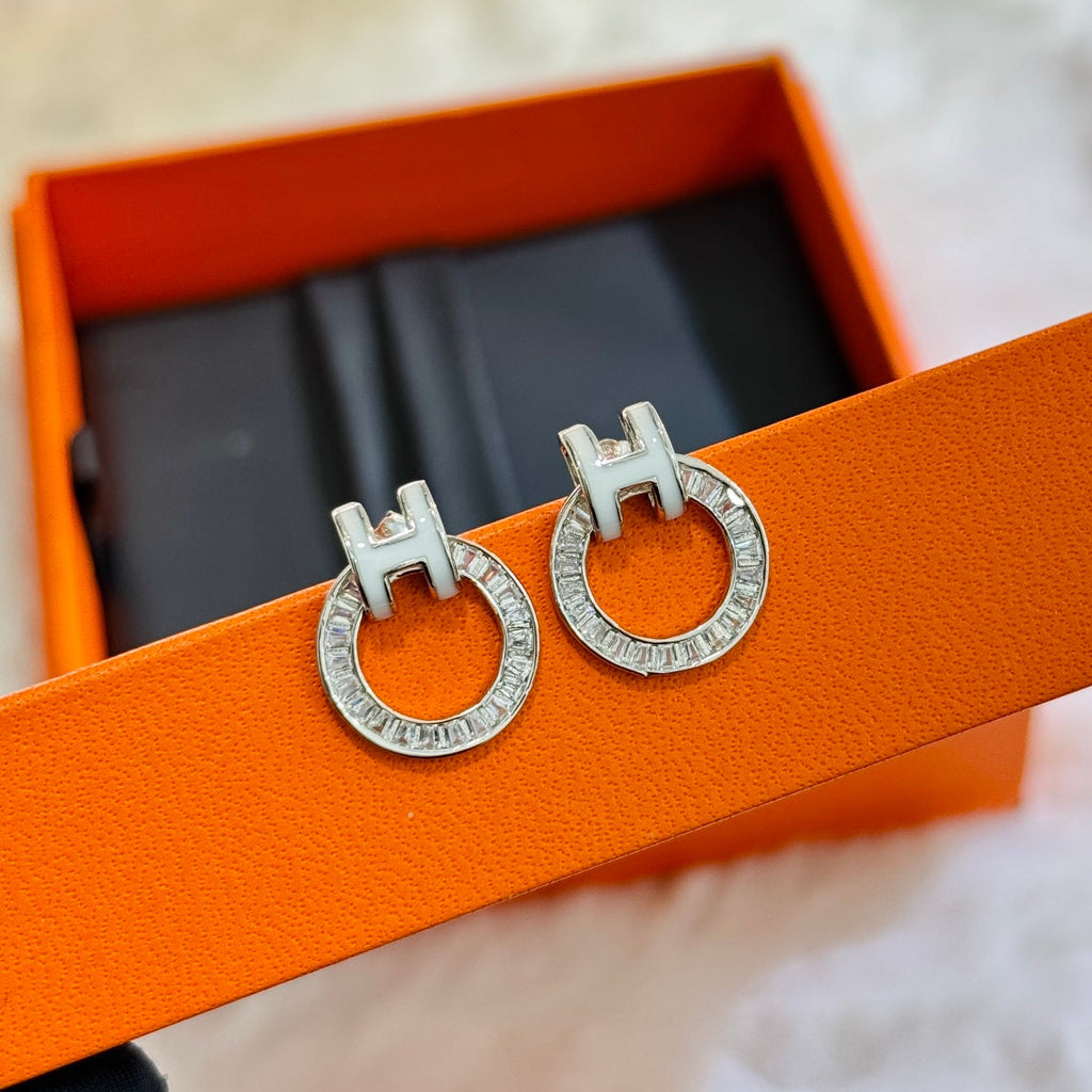 Hermes Clic Diamond 18K Gold Earrings