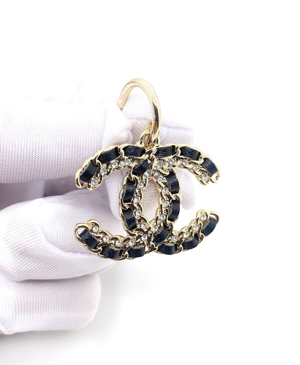 Chanel Pendant Leather 18K Gold Earrings