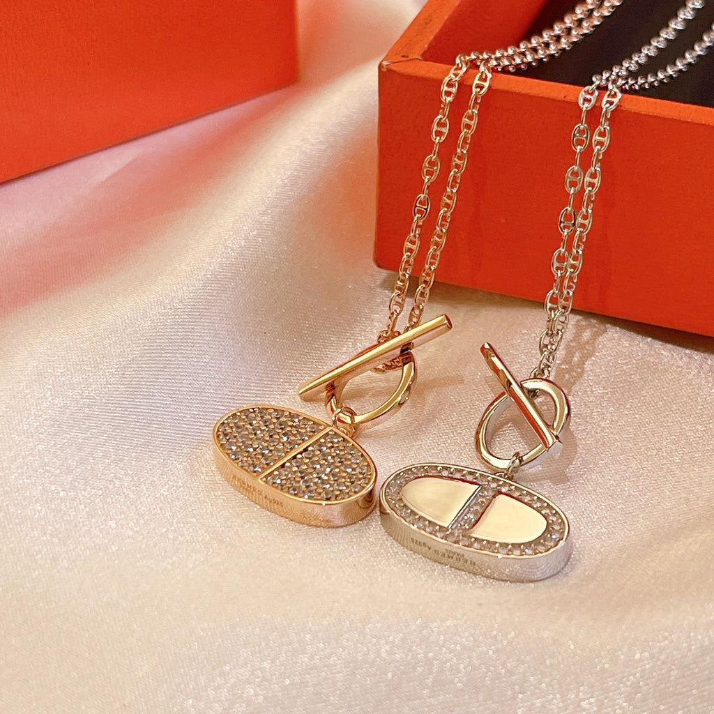 Hermes Chaine D'ancre Contour Pendant 18K Gold Necklace