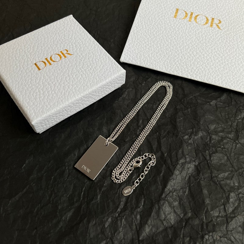 Dior Oblique Plate Pendant 18K Gold Necklace